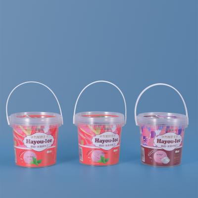 China 1000ml 1L Plastic Bucket With Handle For Chocolate Candy Cookies Package Food Storage Container for sale