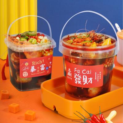 China PP Food Grade Gasket Plastic Clear Seafood Boil 2 liter Bucket Packaging Container for sale