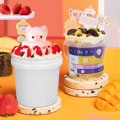 China 1L Plastic Bucket for Condensed Milk Honey Ice Cream Food Grade Clear Storage Container for sale