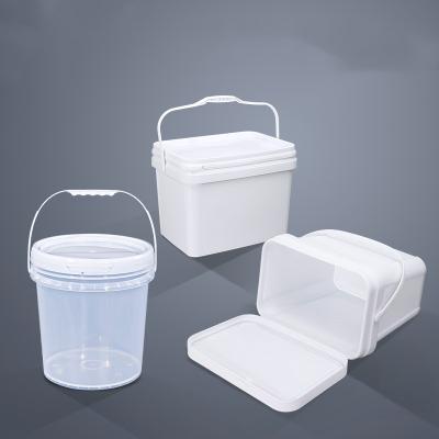 China 8L Thickened White Transparent Large Square Plastic Bucket Container With Lids Food Grade for sale