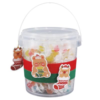 China 1L Thicken Decorative Round Plastic Buckets With Handle for Christmas Gift Toy Package for sale