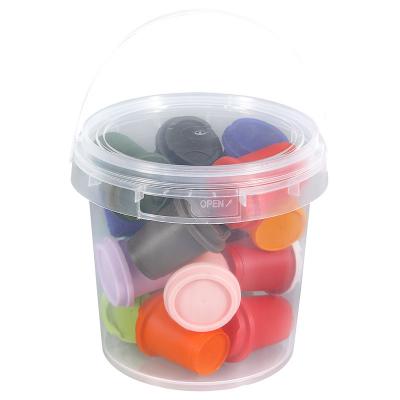 China 100% Material Translucent Plastic Round Coffee Bean Storage Bucket With Lid And Handle for sale