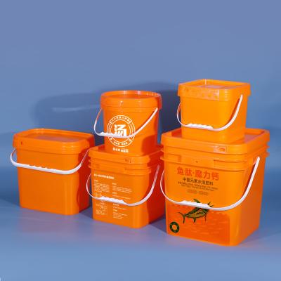 China Food Packing Snacks Barrels PP Square Plastic Bucket With 5L 10L 13L 16L 25L Capacity for sale