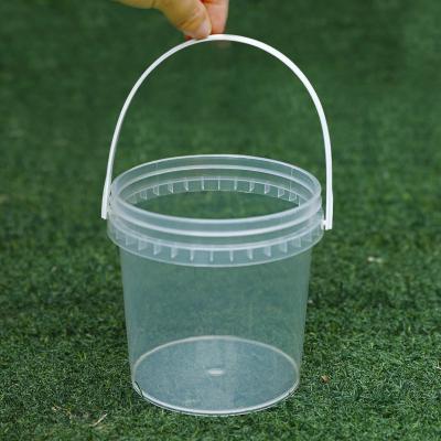 China Direct Round 1L Food Grade Clear Gallon Bucket for Snack Fruit Beverage Milk Tea Storage for sale