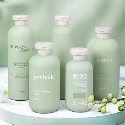 China Avocado Green 500ml Cosmetic Empty Plastic Bottle for Shampoo and Conditioner Package for sale