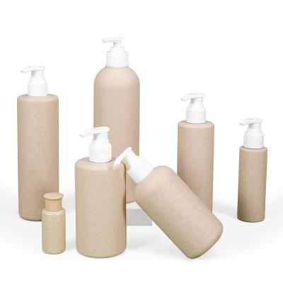 China 30ml-500ml Capacity Empty Cosmetic Shampoo Pump Packaging Wheat Straw Biodegradable Plastic Bottle for sale