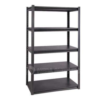 China 5 Layers Low Power Black Steel Storage Rackd Boltless Shelving Rack Warehouse Storage Rack for sale