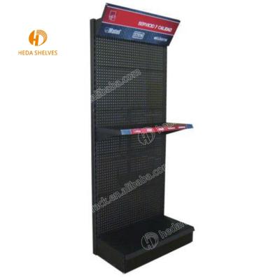 China Factory Directly Sale Retail Store Rustproof Single Sided Pegboard Metal Machine Tool Rack Floor Display Stand For DIY Tools for sale