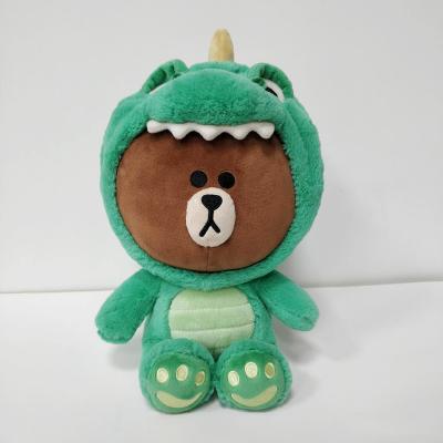 China Custom Stuffed Plush Teddy Bear Toy Dressed With Dinosaur Clothes Soft Teddy Bear Doll for sale