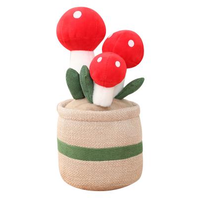 China Cute Potted Toy Craft Plush Decoration Simulation Mushroom Plant Ornament Living Room Decoration for sale