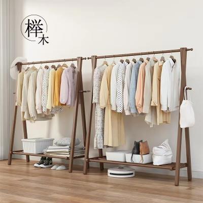 China Bathroom Solid wood coat rack flooring bedroom hanging bag simple home hanging clothes rack indoor clothes rack for sale