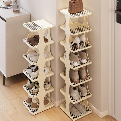 China Stocked Simple household doorway crevice office dormitory shoe cabinet to save space small narrow layered entrance shoe rack for sale