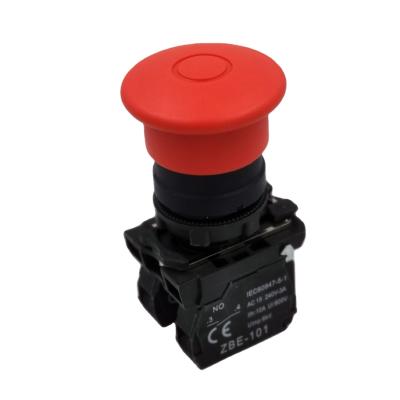 China 1NO1NC two way 22mm emergency stop and stop mushroom push button switch with red push button 40mm two way XB5 AT45 with 1NO1NC for sale