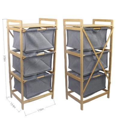 China Bamboo Organizer Drawer Household Use 3 Tier Storage Rack Laundry Basket Cabinet Type for sale