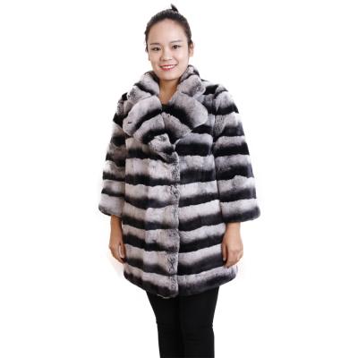 China Wholesale Luxurious Natural Real Chinchilla Rex Rabbit Fur Coat Fashion Anti-Shrink Fur Jacket For Women for sale