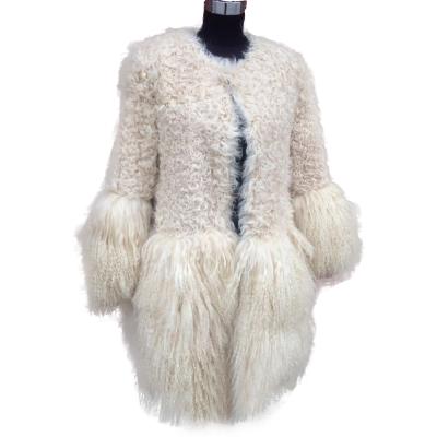 China Viable high quality real sheep fur outwear real lamb fur jacket and mongolian lamb fur coat for sale