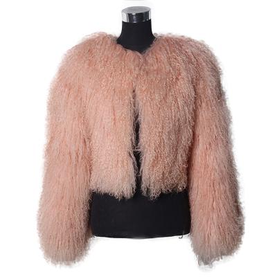 China ALICEFUR New Fashion Design Shorts Mongolian Real Lamb Fur Coat Women Winter Anti-Shrink Wholesale Jacket for sale