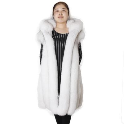 China Fashion Custom Made High Quality Real Fur Hooded Winter Waistcoat Fur Waistcoat Fox Fur Vest For Women for sale