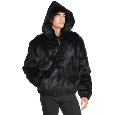 China Factory Size Hooded Men's Natural Winter Fur Bomber Jackets Rabbit Fur Coat Parka Customized Truer Supply Customized For Man for sale