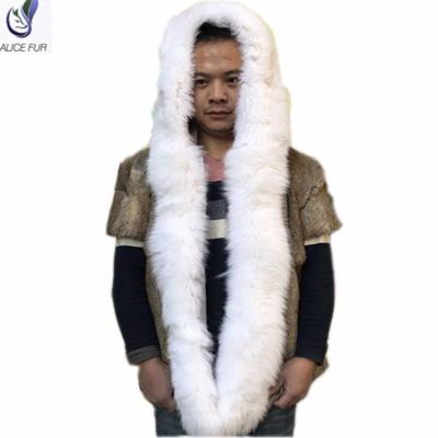 China ALICEFUR Wholesale Price New Design Anti-Shrink Rabbit Mens Hooded Fur Coats With Long Fox Fur Trim For Sale for sale