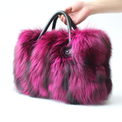 China 2021 Wholesale New Vintage Fashion Women's Fashion Women's Fur Handbag Lady Bags Fluffy Fox Fur Shoulder Bag Real Large for sale