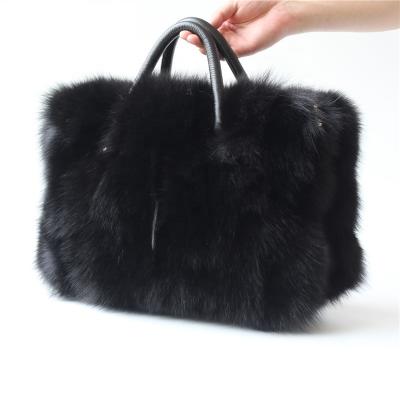 China Vintage ALICEFUR Latest Design High Quality Women Fashion Real Fox Fur Tote Bag For Women for sale