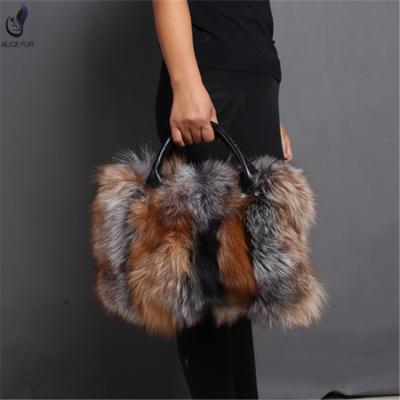 China ALICEFUR Fashion Wholesale Price Ladies Large Size Natural Fox Fur Shoulder Bag For Sale for sale