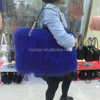 China Shoulder Bag Long Haired Sheep Fur Shoulder Bag For Women for sale