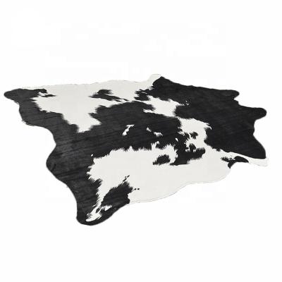 China China Supply Area Wholesale Anti-Slip Shaggy Carpets Faux Cowhide Blanket For Living Room High Quality Faux Fur Cowhide Blanket for sale