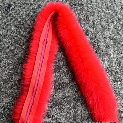 China Wholesale Cheap Custom Size Supply Real Genuine Fox Fur Trim Soft and Fluffy Price Trimming Natural Fox Fur Strips for Hood and Cuffs for sale