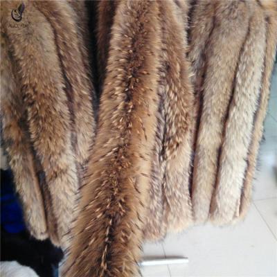 China China Supplier Thick And Fluffy Natural Color Real Raccoon Fur Stripe Fur Trim Panels For Hood With Cheap Price for sale