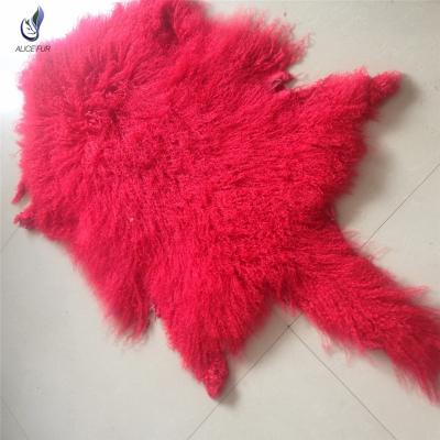 China Auto Upholstery Custom Size And Color Long Hair Mongolian Curly Sheepskin For Sale for sale