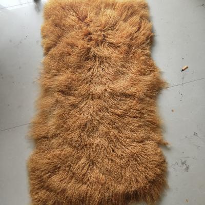 China Long Curly Hair Dye Long Mongolian Lamb Fur Plate / Curly Tibet Lamb Fur Plate Covers for sale