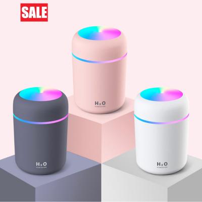 China USB Car Mini H2O Mist Spray Logo 300ML LED Light Customized Essential Oil Portable Desktop Cool Air Humidifier Portable for sale