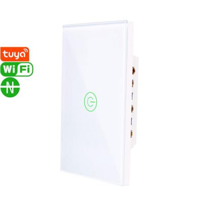 China PC UL94V-0 + Tempered Glass X801K-L USA Standard Tuya Smart Wi-Fi 1gang Lamp Switch Lno-Neutral Work With Google/Amazon Alexa Home for sale