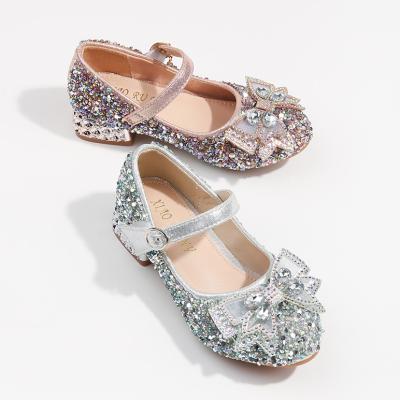 China Luxury Princess Shoes 2022 Breathable Diamond Bling Wedding Party Heel Mary Jane Pumps Girls Dance Show Dressing Shoes for Teen Girls for sale