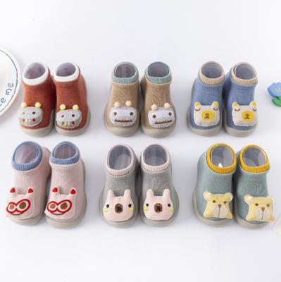 China Wholesale Lightweight Newborn Baby Boy Girls First Walkers Shoes Sock Walkers 0-2 Years Old Soft Cute Infant Toddler Sock Anti-Slip Shoes for sale