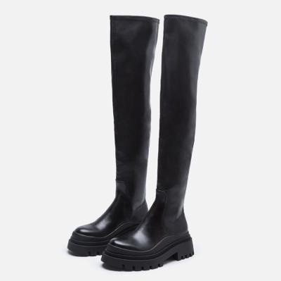 China EUR 2022 Women Light Thigh High Boots 35-42 Over The Knee PU Leather Side Zipper Female Plus Size Shoes Winter Long Boot For Women for sale