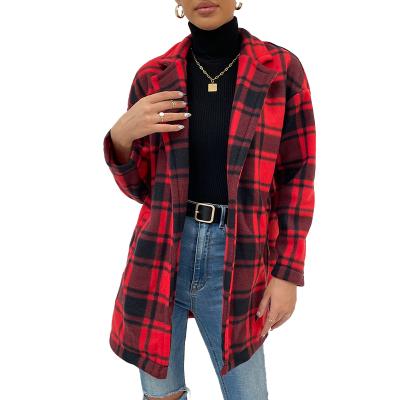 China 2021 New Anti-wrinkle Style Women's Amazon Fall Winter Plus Size Plaid Loose Coats for sale