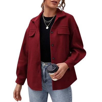 China Anti-Wrinkle Fashion Clothes Woolen Women Single Breasted Buttons Coat Short Turn-Down Collar Coat for sale