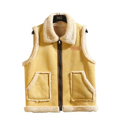 China Winter Women Popular Customized Solid Shearling Vest Girl Wool Windproof Vest for sale