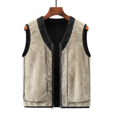 China 2021 New Design Hot Selling Viable Fleece Striped Warm Men's Winter Vest Full-Zip Fleece Vest for sale