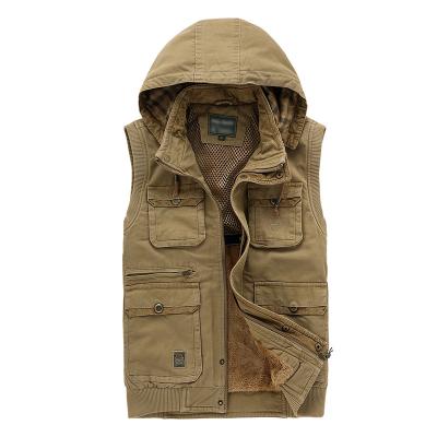 China Custom Tactical Vest Multity Pockets Fleece Hooded Sleeveless Vest Custom Direct Supply Windproof Vest for sale