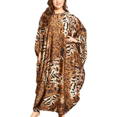 China Women 2021 Plus Size Designer Design Leopard Print Dresses Muslim Prom Dresses Plus Size Long Sleeve Casual Dress for sale