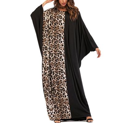 China Designer 2021 Plus Size Plus Size Casual Womens Ladies Leopard Print Long Sleeve Batwing Maxi Dress for sale