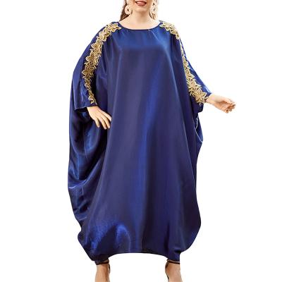 China Long Bat Sleeve / Embroidered 2021 Bat Sleeve Ethnic Muslim Dress Oversized Dress For Fat African Floral Print Dress For Women for sale