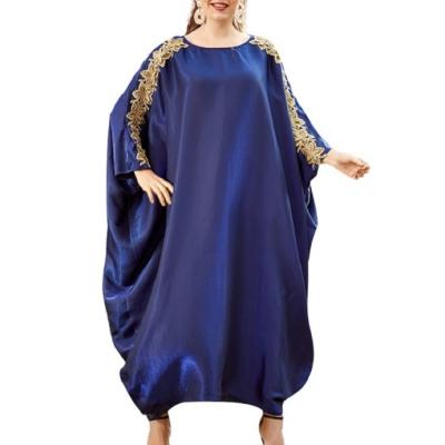 China Long Bat Sleeve / Embroidered 2021 Bat Long Sleeve Dress Muslim Oversized Dress For Fat Floral Print African Dress For Women for sale