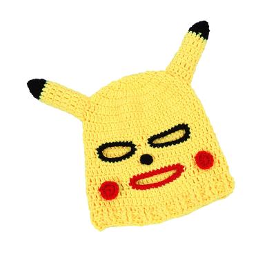 China New Winter COMMON HOT Pikachu Wool Knitted Hat Custom Ski 3 Hole Skiing Peak Workstation Concentration Customized Funny Balaclava Hat for sale