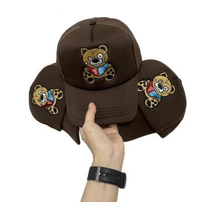 China Hot Quality COMMON Custom The Cartoon Bear Embroidery Trucker Hat Printing Custom Made Trucker Hat Foam Trucker Hats Topi Baseball Cap for sale