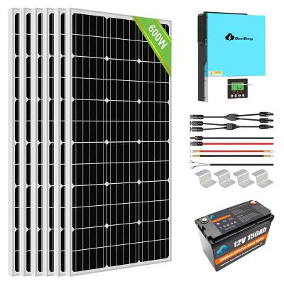 China Home Smart Hybrid Photovoltaic Home Off Grid 600w Home Solar System 5Kwh 10Kwh 15Kwh 20Kwh 25Kwh 30Kwh Solar Power Kit for sale